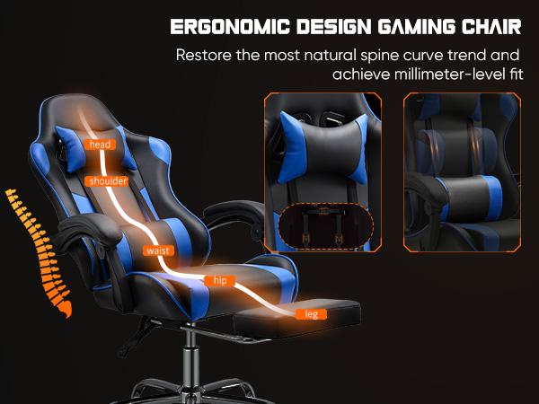 Ergonomic Gaming Computer Chair with Footrest, PU Leather Recliner with Headrest, Fixed Up Armrest, Height Adjustable with 360° Swivel Ergonomic Gaming Computer Chair with Footrest, PU Leather Recliner with Headrest, Fixed Up Armrest, Height Adjustable with 360° Swivel