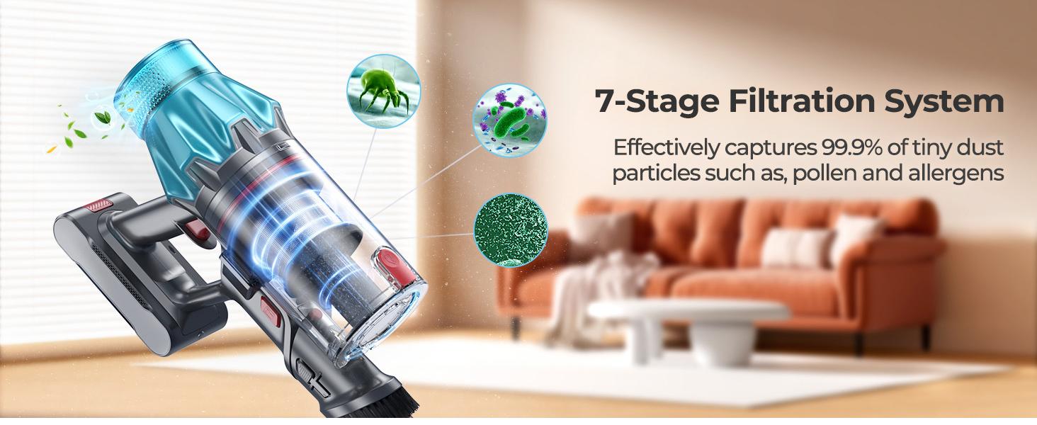 [Self-Standing] Honiture X7,550W/45Kpa, 60Mins Runtime, Touch Screen, Anti-Tangle, Charging Station,New Model Cordless Vacuum Cleaner Home Appliances