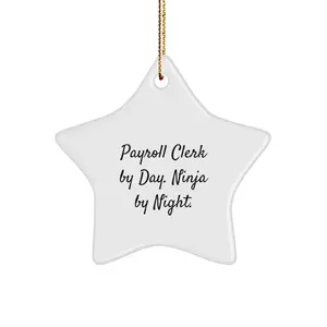 Funny Payroll Clerk Gifts from Friends for Men Payroll Clerk Star Ornament, Christmas Unique Gifts, Payroll Clerk By Day. Ninja By Night. Star Ornament