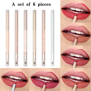 Dual Ended Lip Liner Set with Brush, Matte Waterproof Lip Pencil for Smooth Color Application, Natural Lip Definition Makeup for Daily Work Use