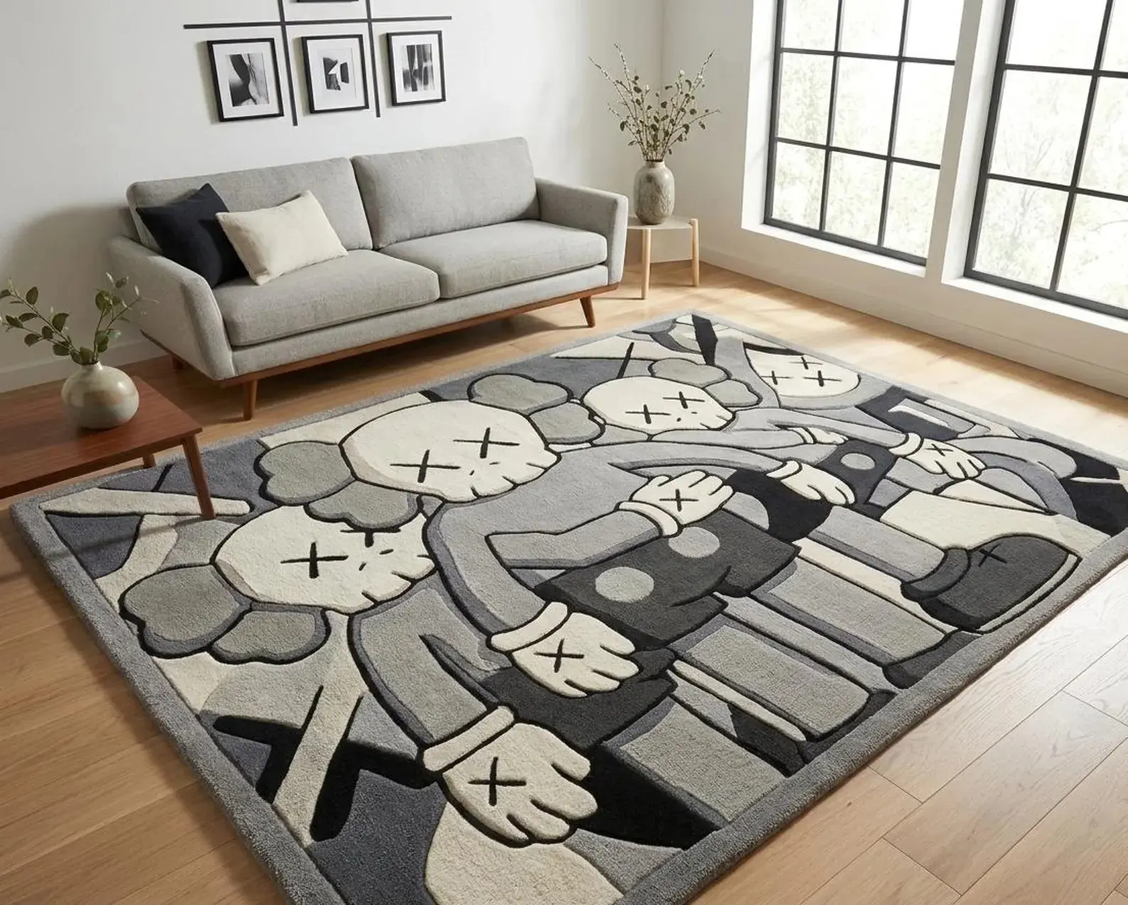 KAWS-Inspired Pop Art Abstract Area Rug, Hypebeast Household Textile Decor