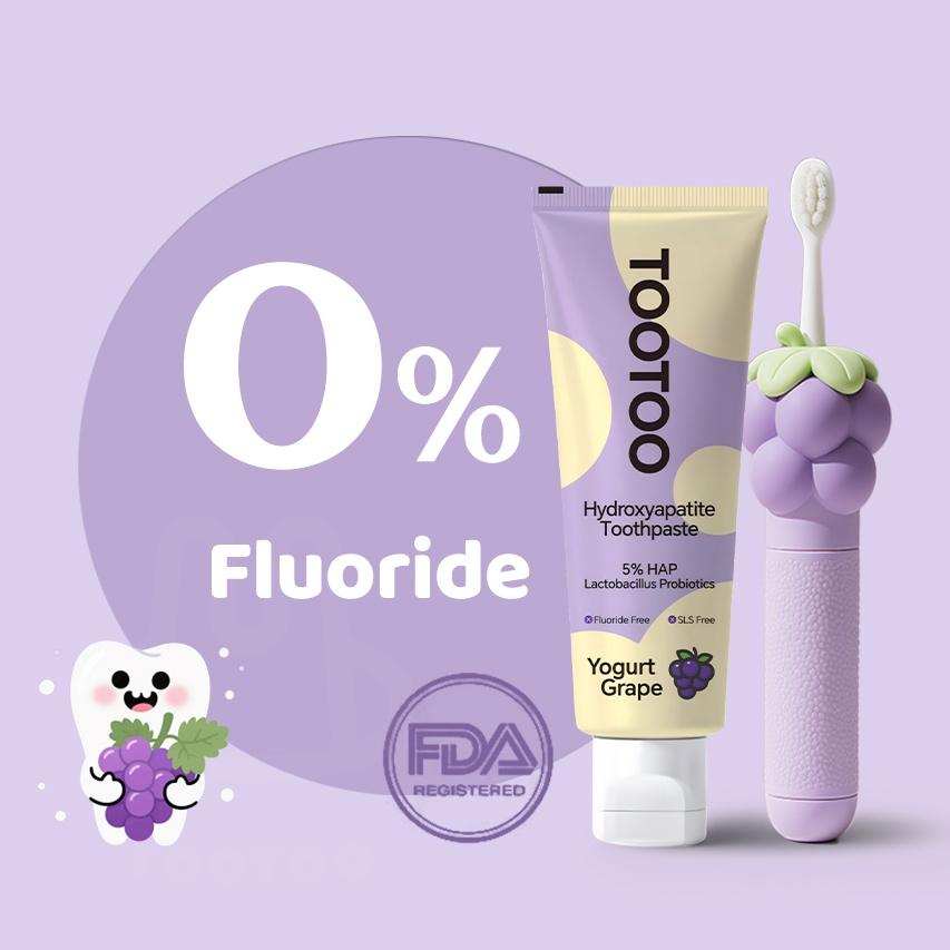 tootoo Kids Cavity Repair Toothpaste 5% Hydroxyapatite &Probiotics Grape Yogurt Flavor 24H Oral Protection Fluoride-Free for Young Teeth TikTokShopHolidayHaul