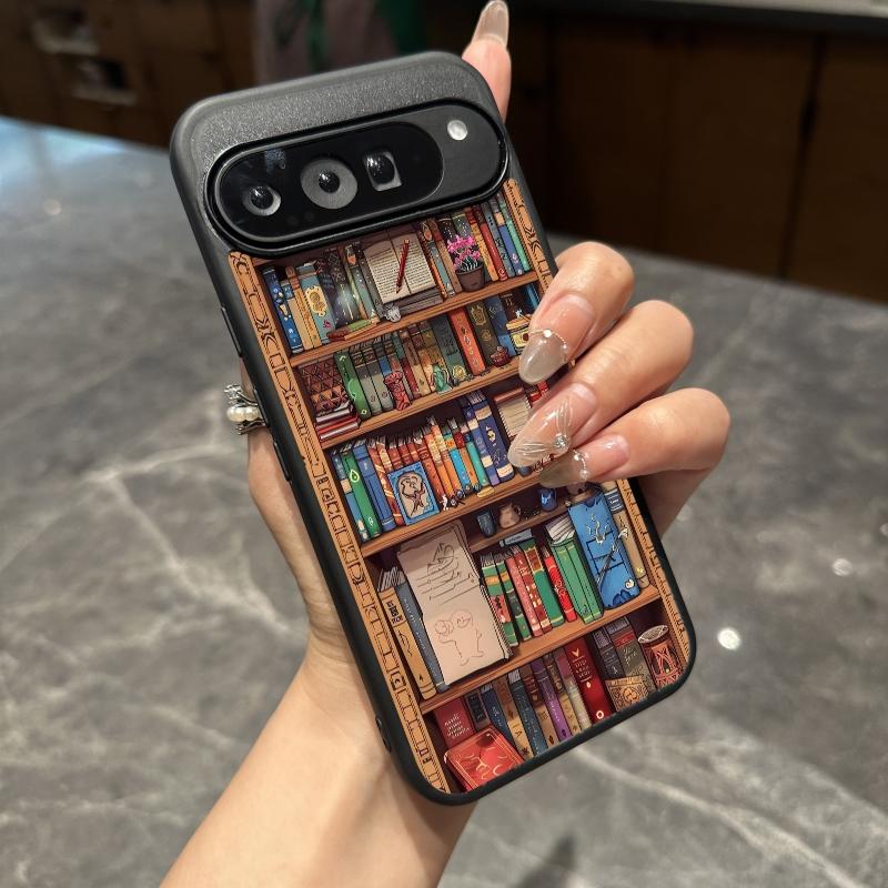 Compatible with iPhone 16 Pro Max /15/14/13/12/S25 Ultra/S24/S23/S22/Google Pixel 6/7/8/9 Phone Case  Bookshelf Pattern  phone case HN-SJ01