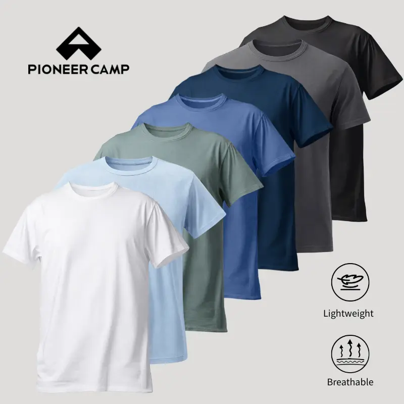 Pioneer Camp Men's Bamboo Viscose-Elastane Classic Round Neck T-Shirt - Ultra Soft, Breathable, Natural Material Casual Tops - Undershirt, Streetwear Menswear - Summer Gift for Him, Father's Day Present
