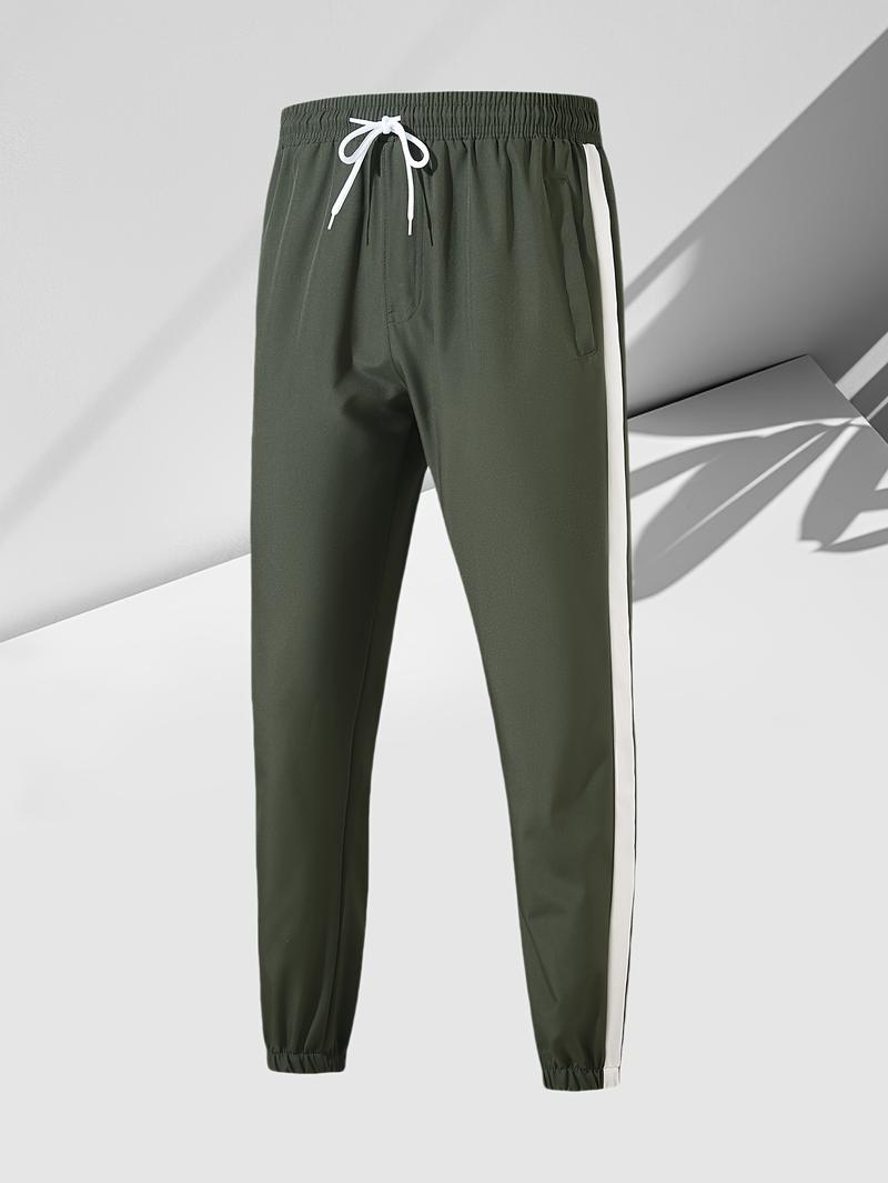 Men's Retro Color Block Splicing Sports Set Zipper Hoodie Combination, Streetwear