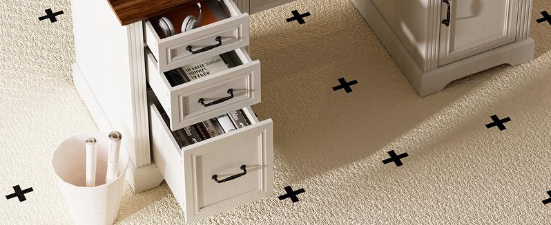 Spurgehom 58 Inch Executive Desk, Farmhouse Style Computer Desk with Drawers & Storage Cabinet, Wooden Home Office Desk Workstation, Study Writing Table for Home Office