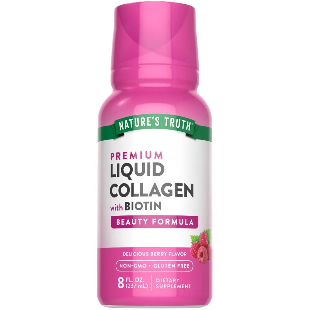 Nature's Truth Collagen Peptides Liquid with Biotin - Type 1 & 3 - Berry Flavor - 8 fl oz - Non-GMO & Gluten Free