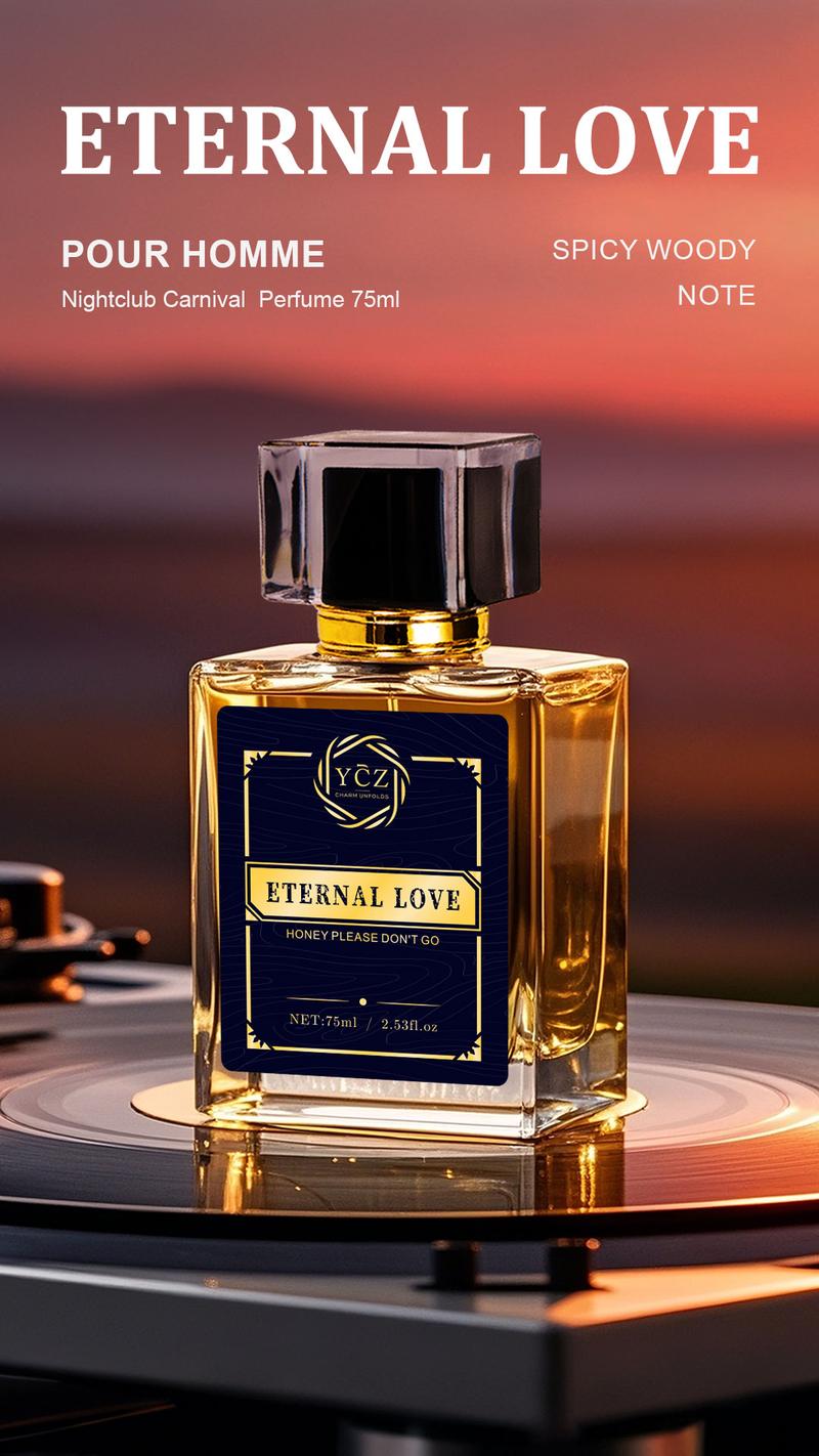 YCZ Eternal Love Men's Cologne 2.6oz Aromatic Citrusy Woody Scented Eau De Parfum 75ml Gift for Clubbers Liquid Perfume with Lemon & Pineapple Notes Fragrances Cosmetics Elegant Fragrance Bold Elegant Fragrance Captivating Fragrance