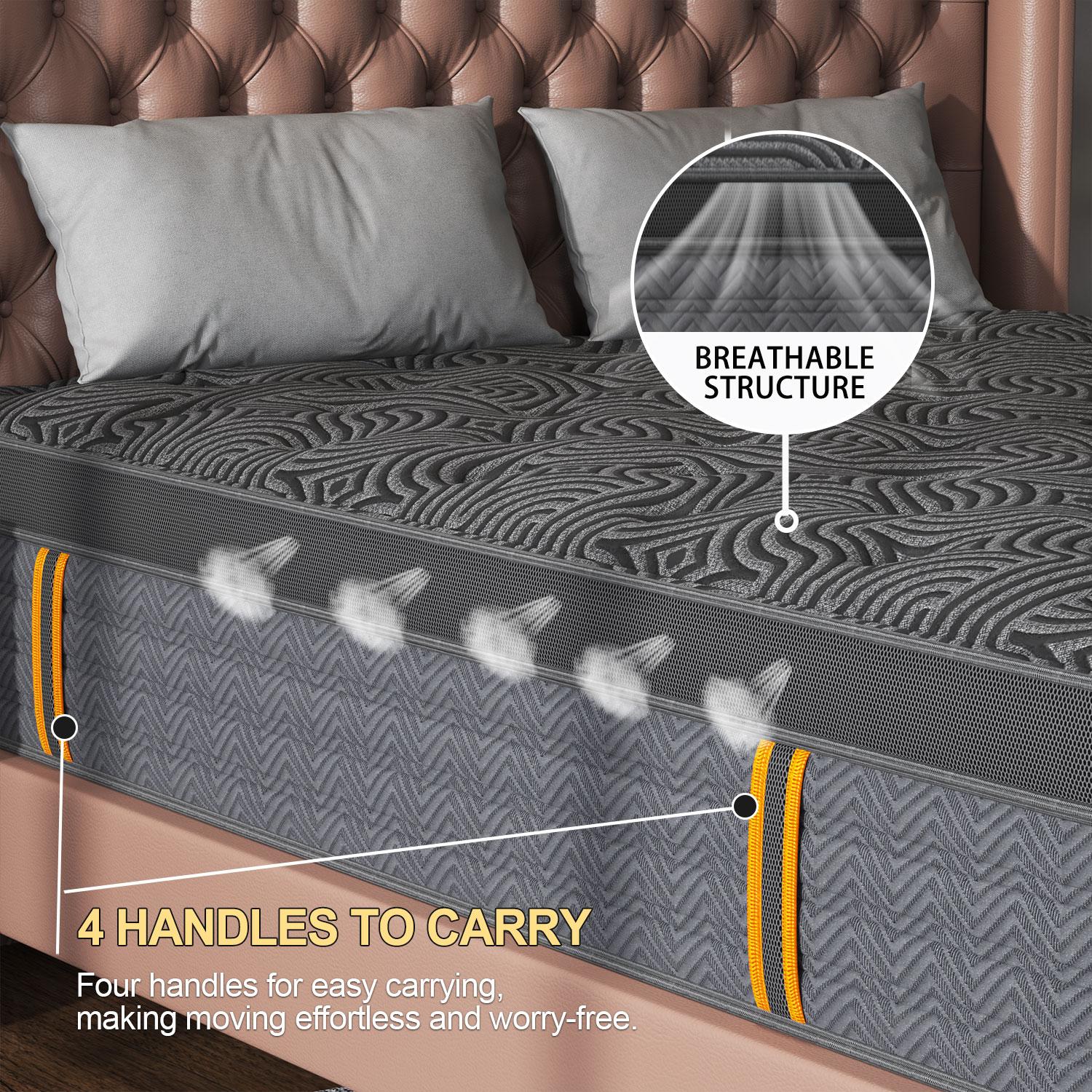 9"12"14" Twin Full Queen King Size Mattress in a Box Hybrid Spring Memory Foam, Medium Firm Ergonomic Mattress Back & Lumbar Support