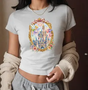 Retro Walt World Baby Tee, Magical Castle Crop Top, Trip Tee, Vacation R3e