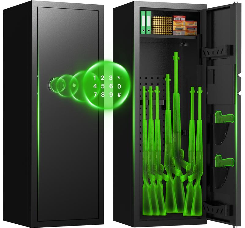 RXDSAFE Digital Home Gun Safe Cabinet: Quick Access Security Box for Rifles and Pistols with Alarm & Reaction Lock - Large Unassembled Storage for Home Office Closet - Ideal Security Gift for Men/Family