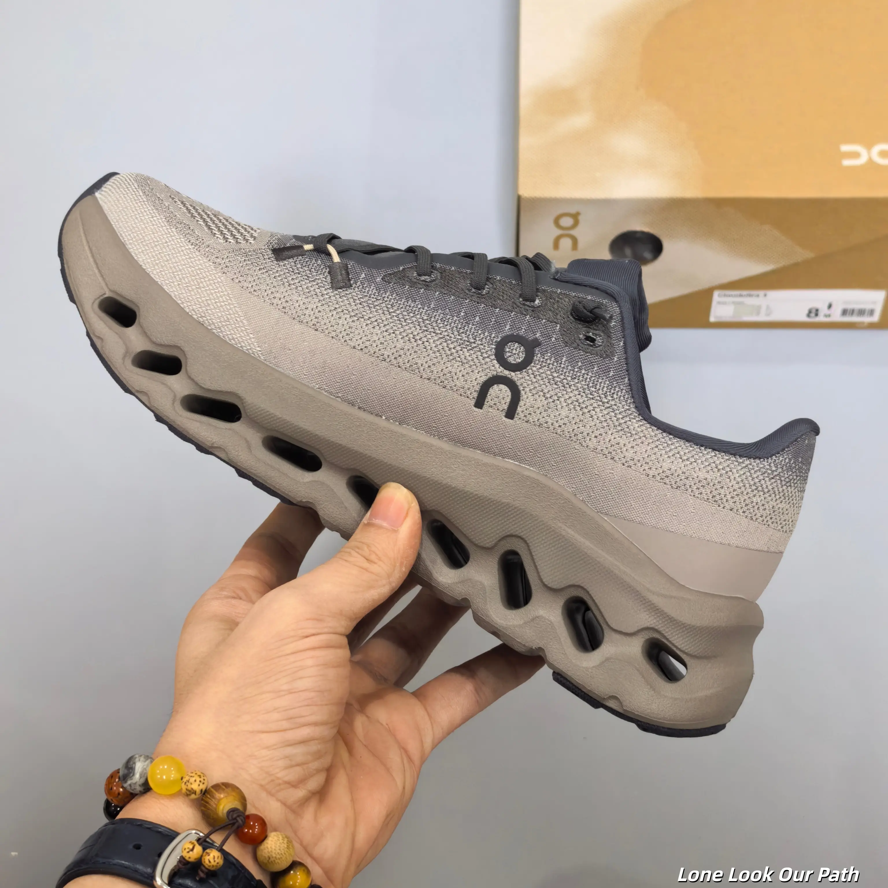 Brand New Original Box Unisex Grey Brown Gradient Woven Hiking Running Shoes Lightweight Sawtooth Wave Hollow Khaki Cushion Non Slip Breathable Outdoor Mesh Walking Casual Athletic Sneakers US Sizes 5-12
