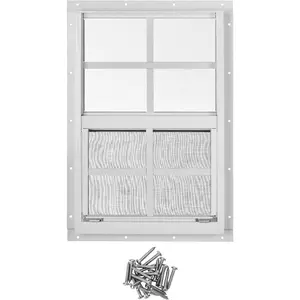 Garvee 12x18 Inch Aluminum Shed Window, Flush Mount Sliding Window with Tempered Glass and Screen for Ventilation in Shed, Chicken Coop, Playhouse, Garage