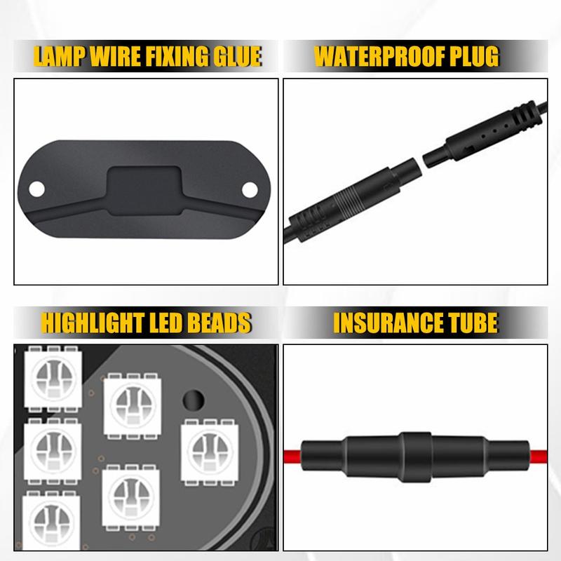 Multicolor RGB Rock Lights, 20 Pods Multicolor RGB LED Rock Lights Kit Offroad Truck Underbody Neon , Bluetooth APP/Remote Control, Flashing Music Mode Wheel Well Light, For Pickup Truck ATV UTV RZR SUV
