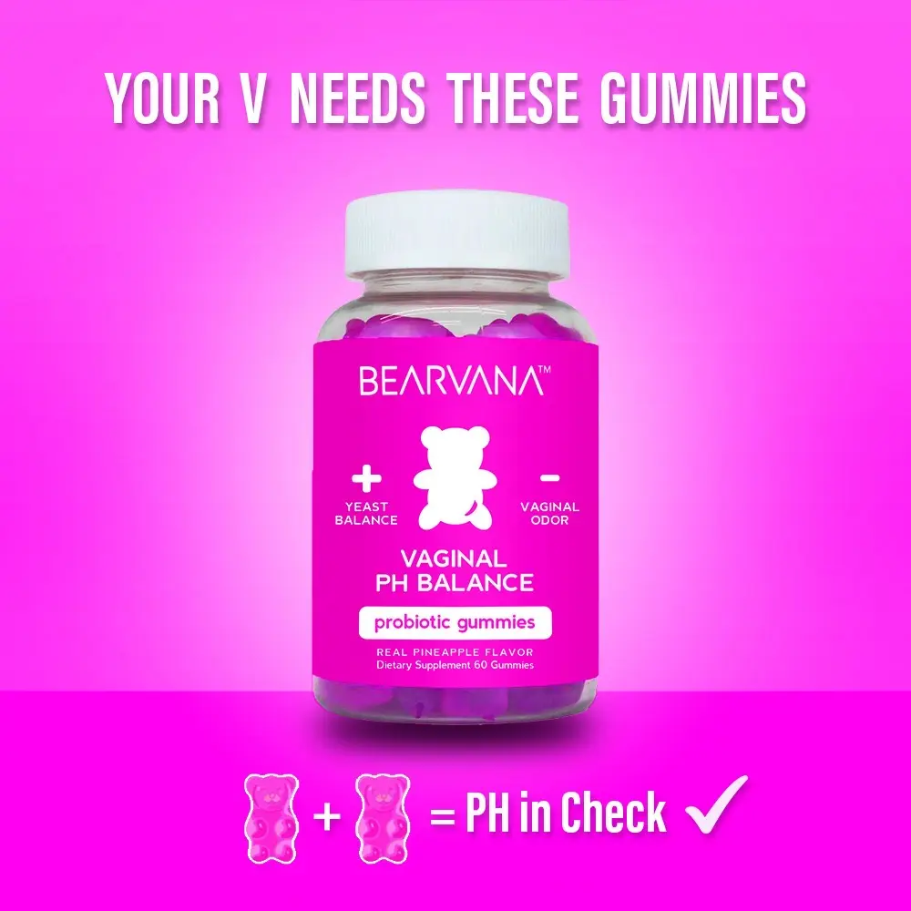 BEARVANA pH Balance Gummies | Women's Daily Probiotic Gummies | Real Pineapple Flavor | Vaginal Health & pH Support | One Month Supply | 60 Gummies