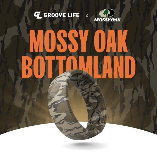 Groove Life x Mossy Oak Ring - Bottomland Camo Silicone Ring | Breathable, Comfortable, Camouflage Rubber Wedding Rings for Men, Men's Jewelry, Accessory, Limited Lifetime Warranty