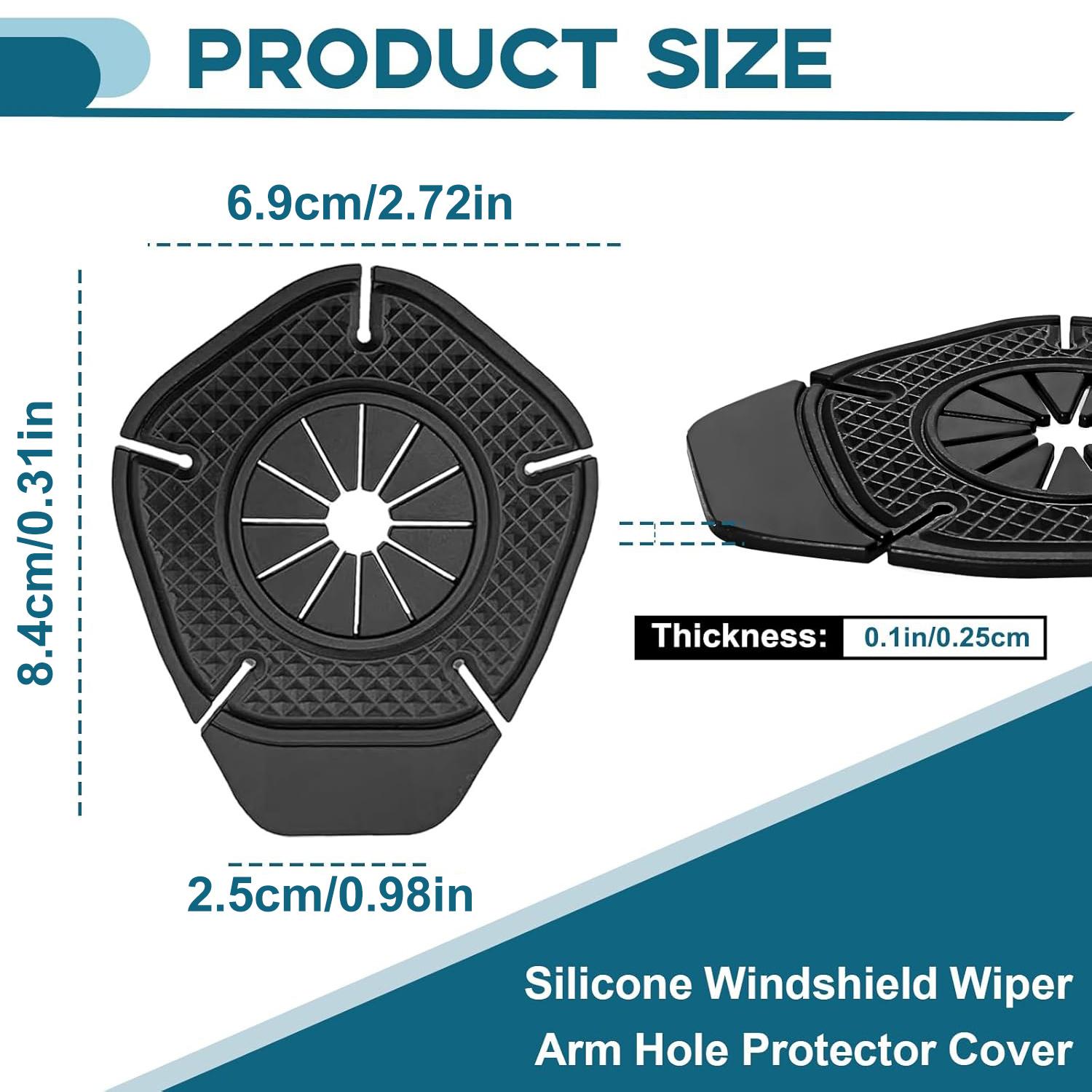 4PCS Universal Car Wiper Arm Hole Protection Pad, Silicone Windshield Wiper Arm Hole Protector Dust Cover, Front Wiper Protective Guards Prevents Blockage, Auto Exterior Accessories for Car Truck SUV Most Vehicles