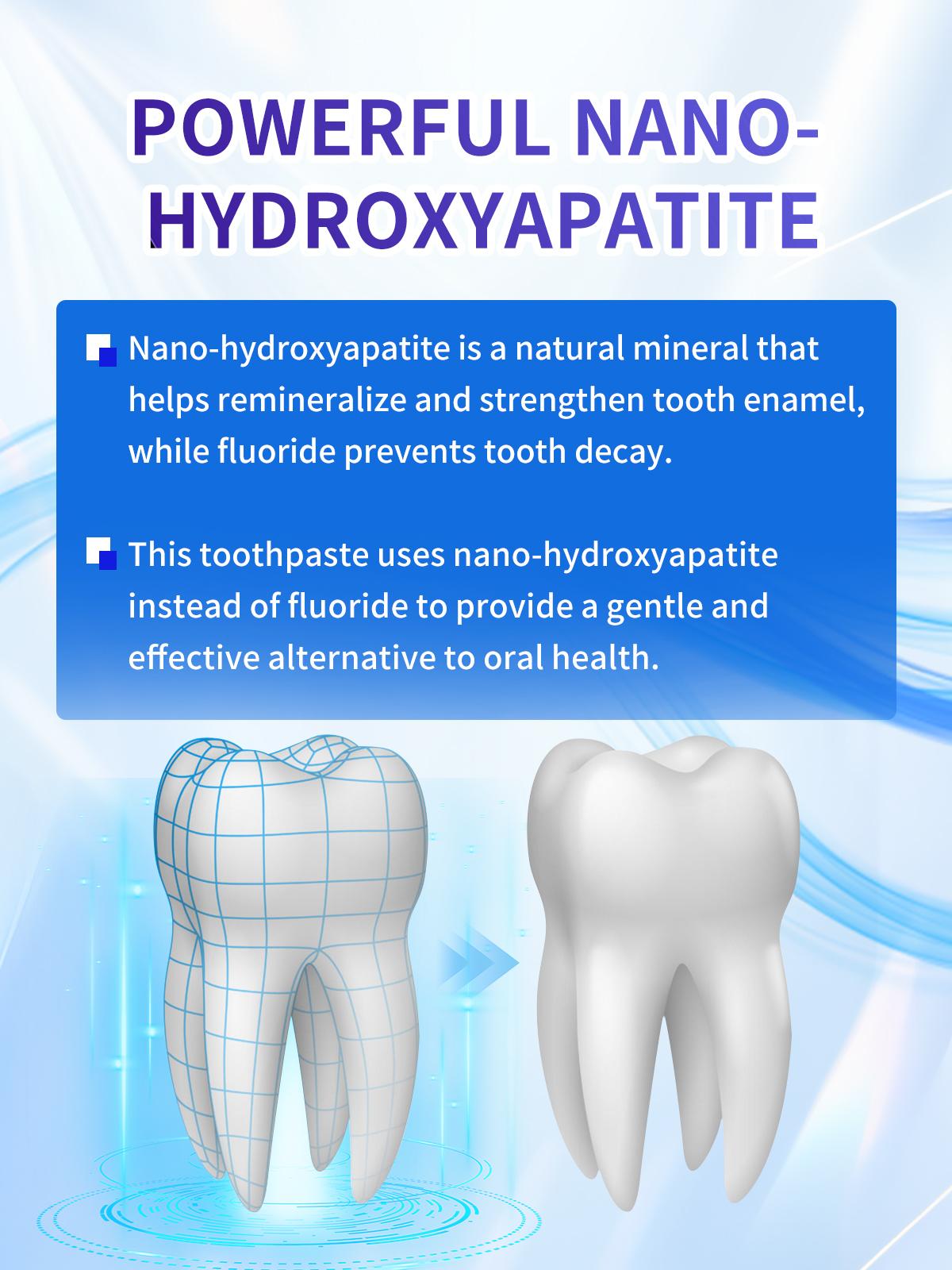 Hotluck Nano Hydroxyapatite Toothpaste | Enamel Repair & Remineralizing Whitening Toothpaste | Fluoride-Free for Sensitive Teeth | Fresh Mint Breath | Family Daily Oral Care | 4oz