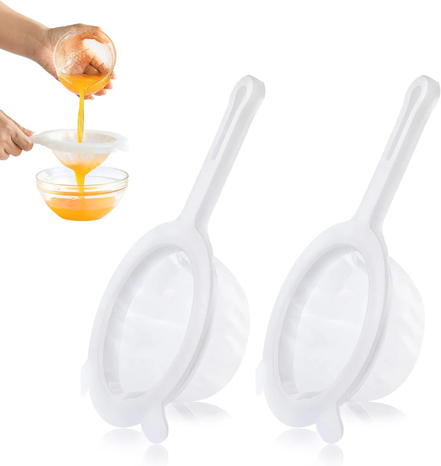 2PCS Sturdy Reusable Plastic Fine Mesh Strainers - Nylon Filter with Handle, 3.9 Inch, 120+200Mesh, Simple Operation for Brewing, Cooking, Health-Conscious Foodies, All Seasons Kitchen & Tea-Making Tools