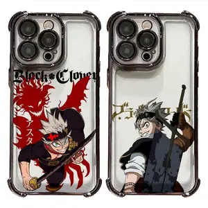 Black Clover Anime Exclusive Artistic Phone Cases For iPhone 17 Promax Pro Air 16 Plus 15 14 13 12 11 Plating Anti-Fall Cool Shockproof Protective Cover Gift For Birthday Christmas Valentine Halloween