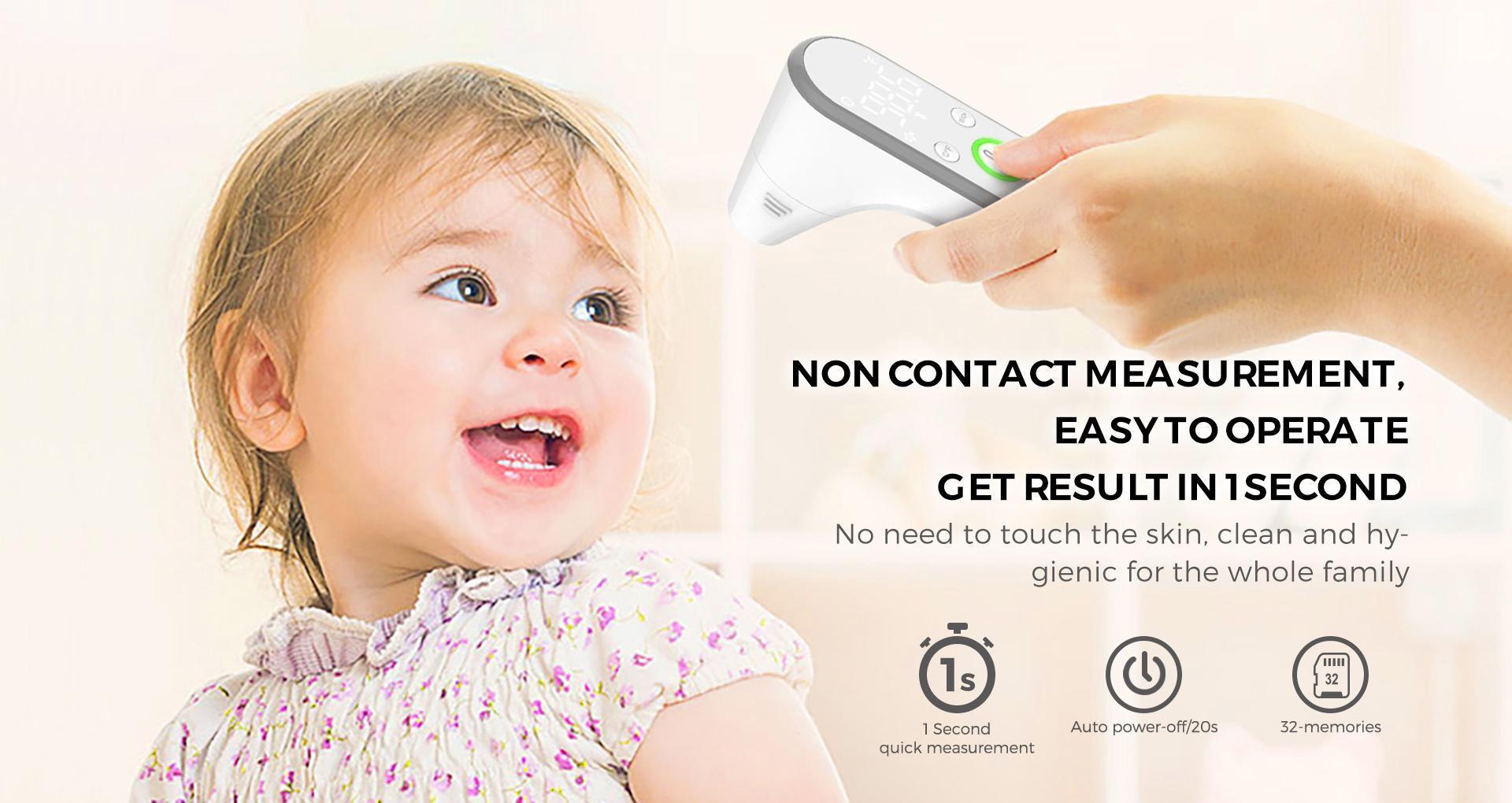 【MT1】FOXXD Digital thermometers Daily Temp Checker No-Touch 1s Read for Home & Family with Color Alerts & Bright LCD Display