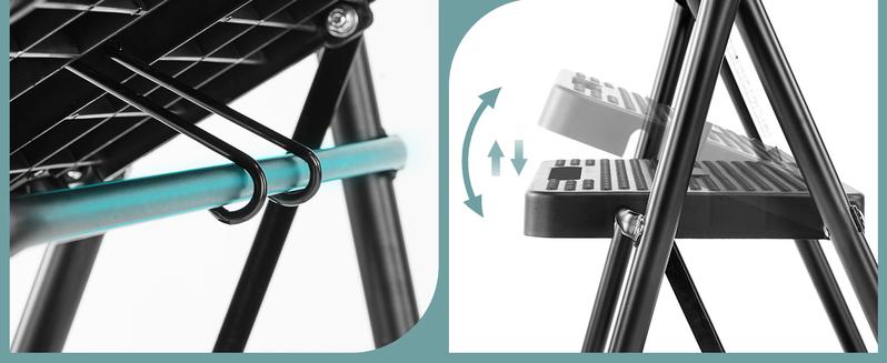 2 Step Ladder, 800lbs Sturdy Portable Ladder, Folding Step Stool with Anti-Slip Pedal, Cushioned Handle, Lightweight Step Stool for Home and Outdoor