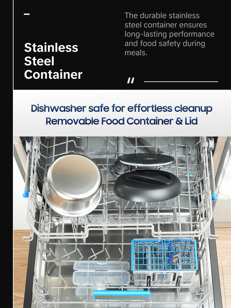 CHEFSPOT 37oz Electric Lunch Box Portable Food Warmer for Car & Home 12V/110V Heated Lunch Box with Stainless Steel Container Leak-Proof BPA-Free Includes Bag & Utensils