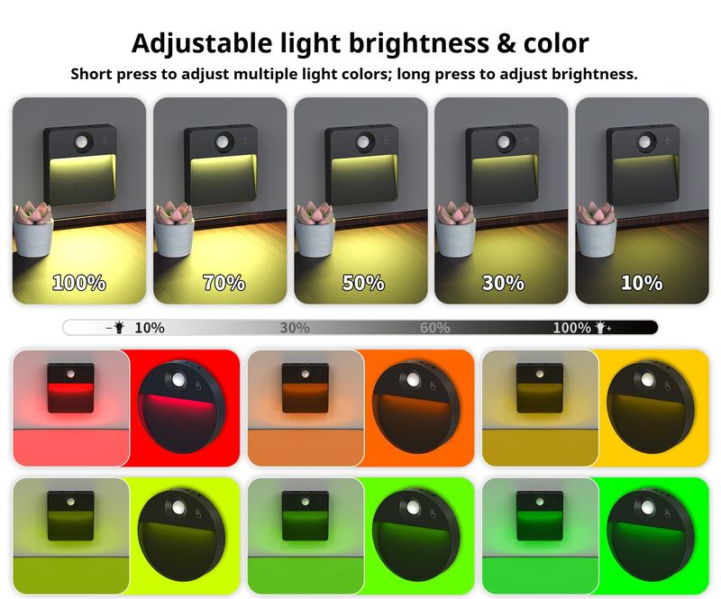 Human Body Sensor Small Ground Light Stair Step Floor Lamp Battery Powered No Wiring LED Footlight Automatic Night Light with USB Charging