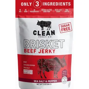Clean Jerky Co. Old Fashioned Dry Zero Sugar Beef Jerky | Salt & Pepper – Flavorful High Protein Snacks | Healthy Snacks for Adults | Made with 100% Beef | No MSG, No Sugar, No Nitrates, No High Fructose Corn Syrup, No Junk