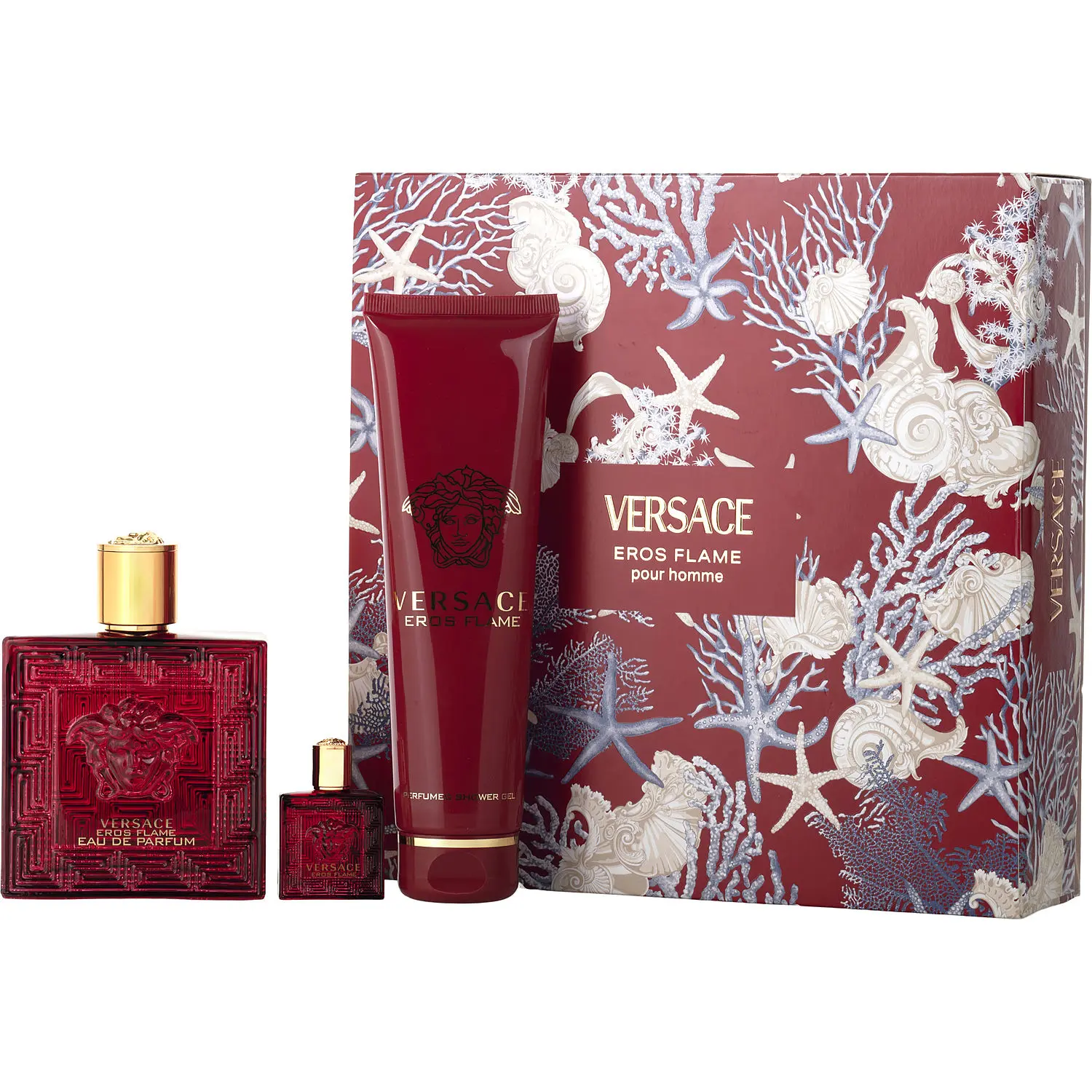 Versace Eros Flame Set-Eau De Parfum Spray 3.4 Oz & Shower Gel 5 Oz & Eau De Parfum 0.17 Oz Mini For Men Versace Eros Flame Set-Eau De Parfum Spray 3.4 Oz & Shower Gel 5 Oz & Eau De Parfum 0.17 Oz Mini For Men