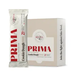 (NEW) PRIMA Ancestral Protein Bar – Cookie Dough (7 Pack) | 21g Grass-Fed Whey Protein, 100% Real Ingredient Snack with Grass-Fed Tallow & Organic Raw Honey | Seed Oil Free, Gluten-Free, Low Carb Clean Energy Bar