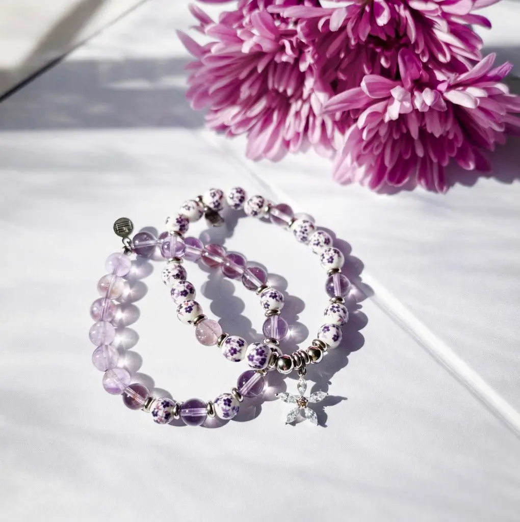 Live Exclusive Amethyst Floral Moments Stack Bracelet Set