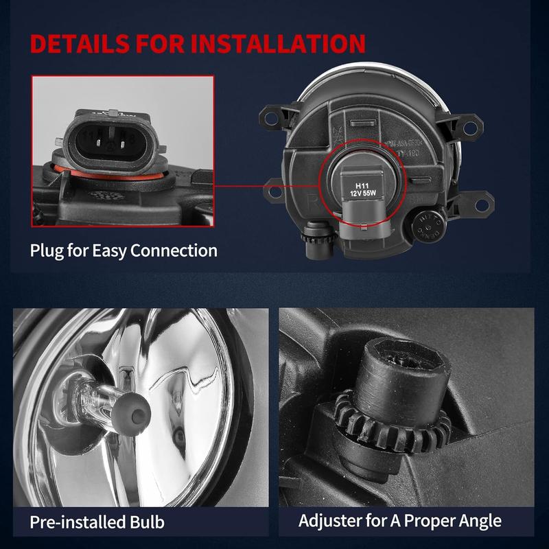 YITAMOTOR Fog Lights Compatible with 2007-2014 Camry 2009-2013 Corolla 06-12 RAV4 08-10 Highlander 10-13 RX350 RX450h 2013 GS350 GS450h LX570 Fog Light Replacement Fog Lamp