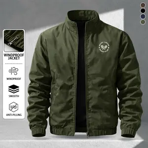 Men's casual stand up collar lightweight jacket, printed pattern, windproof and wear-resistant surface design; Suitable for daily outings, couple outfits, dates, fashionable street styling, sports long sleeved casual wear, campus sports jackets