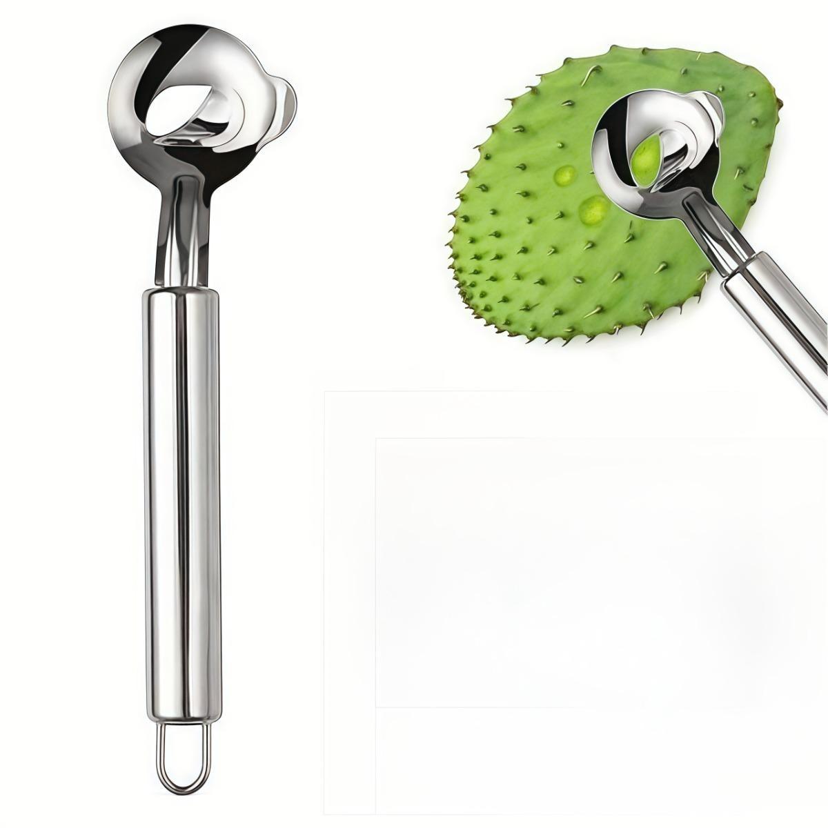 2PCS Stainless Steel Tools(Nopales Peeling ), Multi-Purpose Kitchen Tools, Cactus Peeler, Noodle Cutter & Scoop, Durable & Easy-Grip Handles