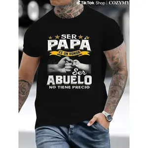 COZYM Men's Ser Papa Es Un Honor Ser Abuelo No Tiene Precio Graphic Tee Funny Grandpa T-Shirt Spanish Family Saying Menswear Streetwear 90s Style