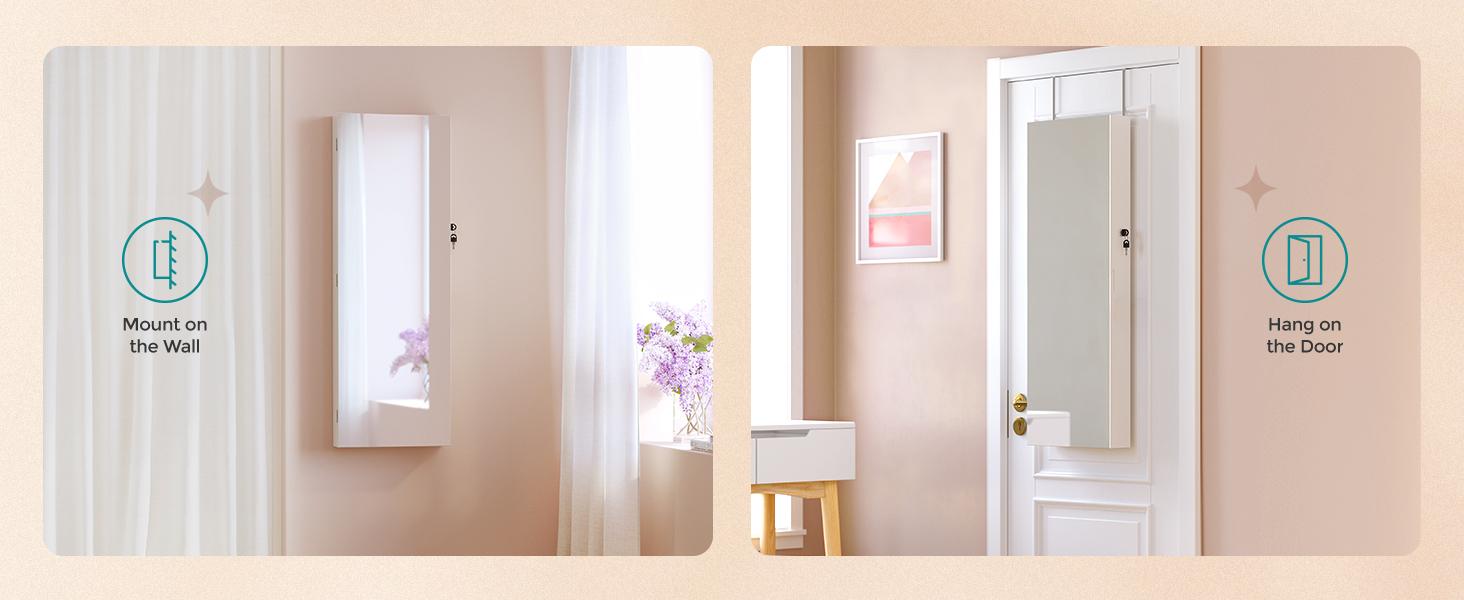 SONGMICS Wall-Mounted Mirrored Jewelry Cabinet JJC99 SONGMICS Wall-Mounted Mirrored Jewelry Cabinet JJC99