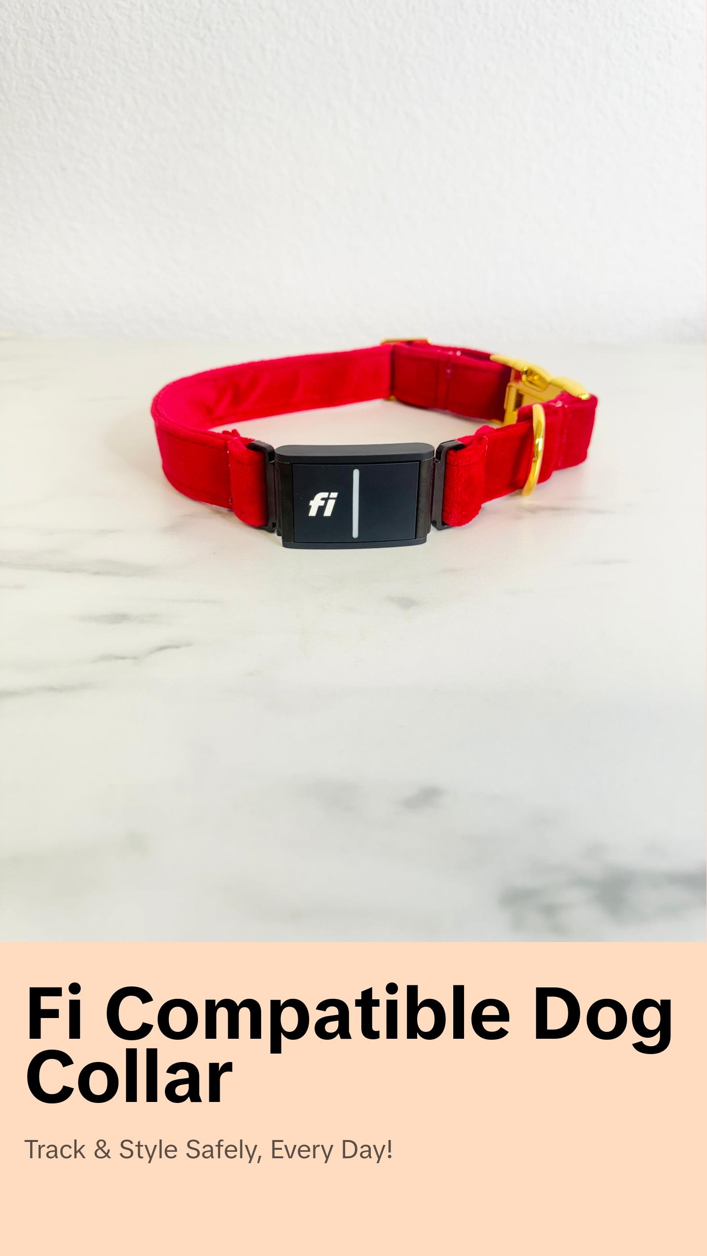 Velvet Red Christmas Holiday Fi Compatible Collar for Dogs and Cats - GPS Compatible Dog Collar Velvet Red Christmas Holiday Fi Compatible Collar for Dogs and Cats - GPS Compatible Dog Collar