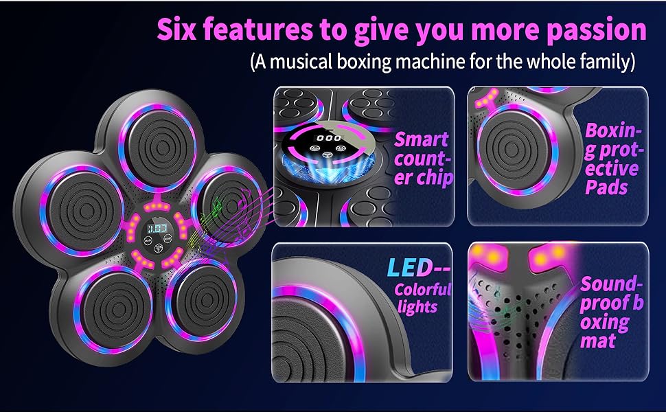 Music Boxing Machine With Boxing Gloves, Smart Bluetooth Boxing Trainer, Boxing Wall Mount Machine for Adults Kids, Electronic Boxing Target Fitness For Home Office Gym