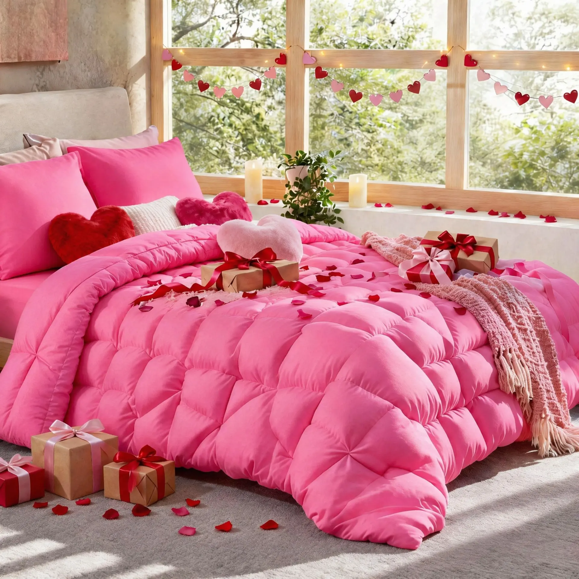 7pcs Comforter Set Full/Queen/King Size,Soft Breathable Comforter Double-Sided,All Seasons,1 Quilt + 4 Pillowcases + I Flat Sheet + 1 Fitted Sheet,Machine Washable,Must-Have Bedding for Home & Dorm #halloweenfinds #tiktokshopbacktoschool #dormtour