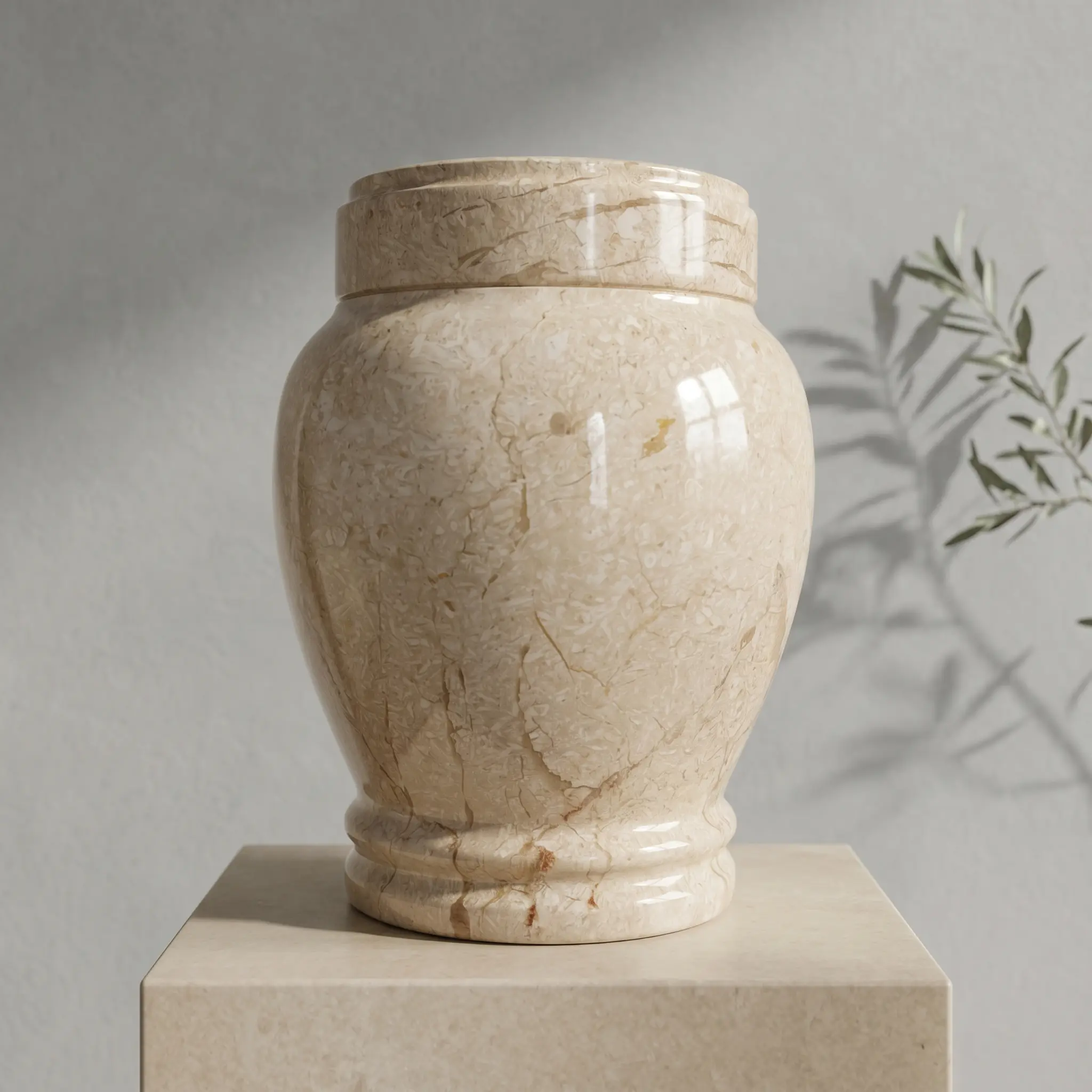 Crema Marfil Marble Luxury Decorative Vase – Handmade Natural Stone Home Accent – Premium Polished Marble Décor – Multiple Sizes