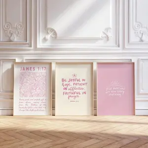 Set of 3 Christian Wall Art Pink Bible Verse Wall Art Scripture Wall Art Jesus Wall Art Bible Verse Art Pink Room Decor Modern Wall Art