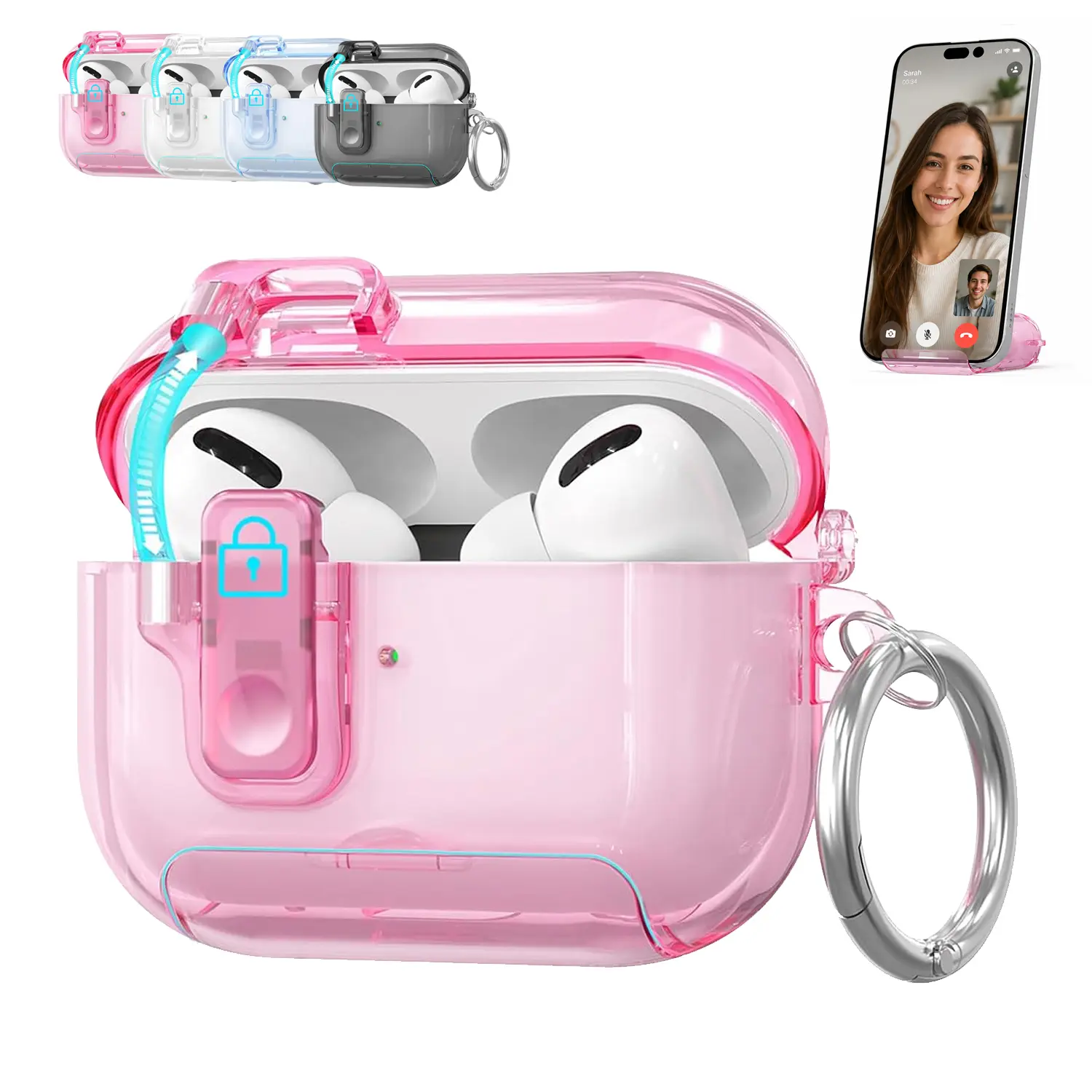Clear AirPods Case with Phone Stand & Keychain, Transparent TPU Pop-Up Cover Shockproof Protective Case for AirPods 4, AirPods Pro 2/3 & Pro,back to school,back to school haul