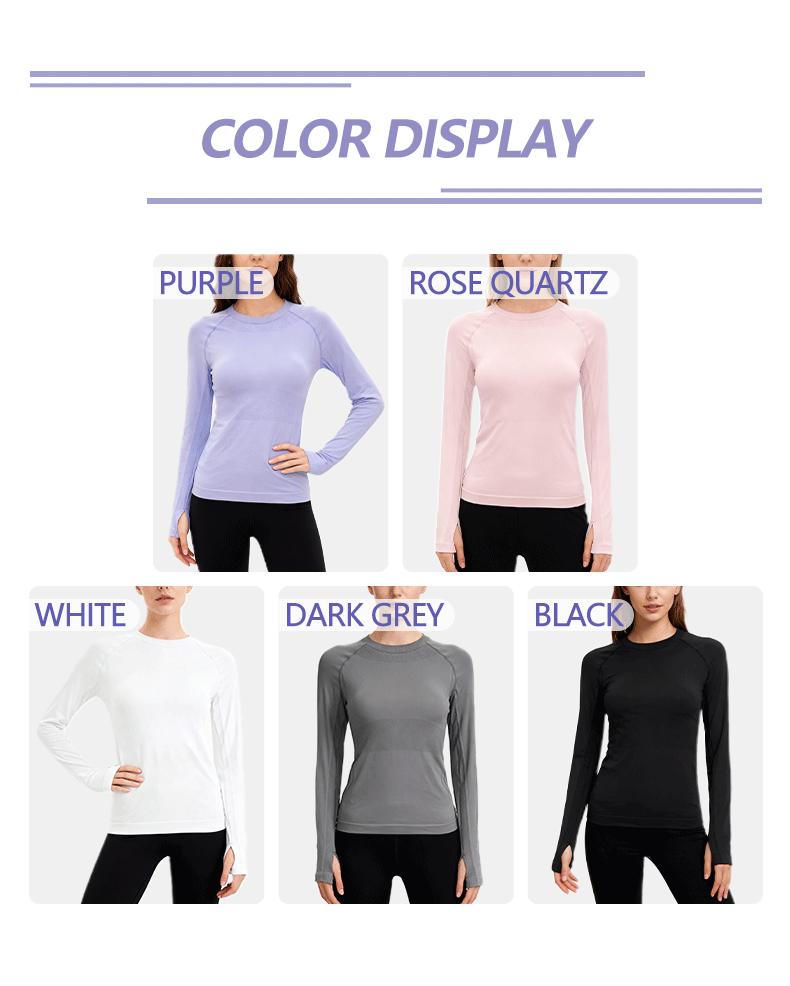 SUNVADUN 73D Seamless Long-sleeved Women's Yoga Top with Thumb Holes High-end Form-fitting for Professional Running Fitness Spring Autumn  Available Gym Sweatwear Gym Workout Shirt Everyday Activewear Athletic Techwear