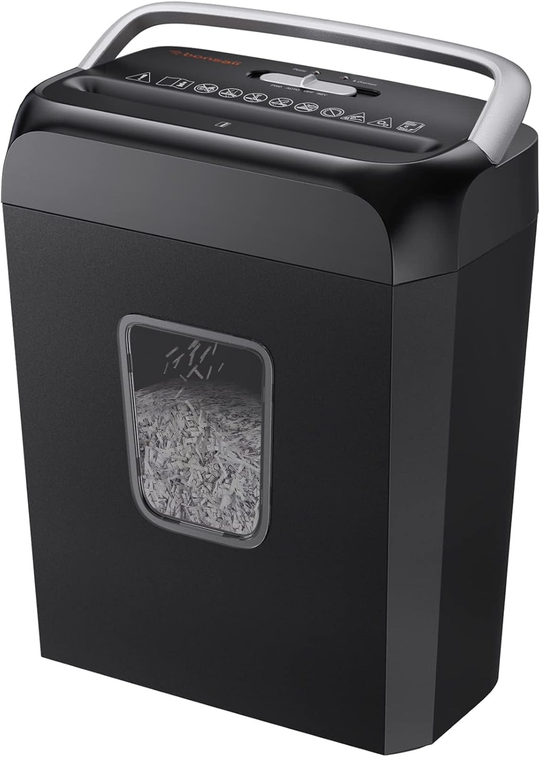 Bonsaii  6-Sheet Crosscut Paper Shredder P-4 High-Security for Home Office with Handle for Document Mail Staple Clip 3.4 Gal Wastebasket Fathersdaygift Mechanical