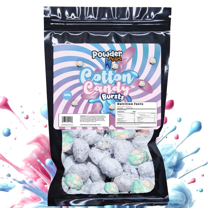 PowderPops Sour Blue Razz 6oz + Cotton Candy 6oz Duo Gusher Bursts Viral Candy