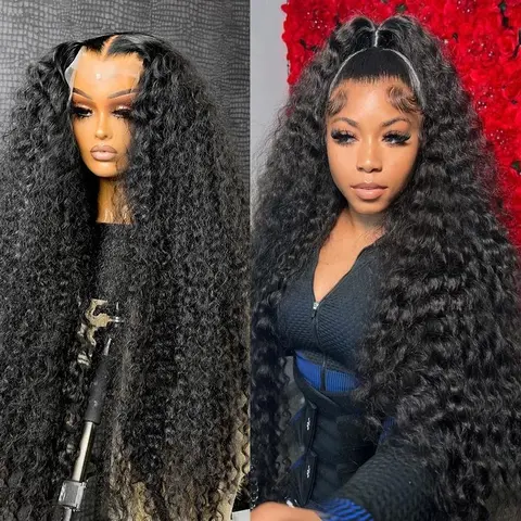 MYLOCKME Hair 32 34 Inch 13x6 13x4 Lace Front Human Hair Wigs Pre Plucked For Women Deep Wave Human Hair Lace Frontal Wigs 200 Density HD Transparent 4X4 Lace Closure Wig