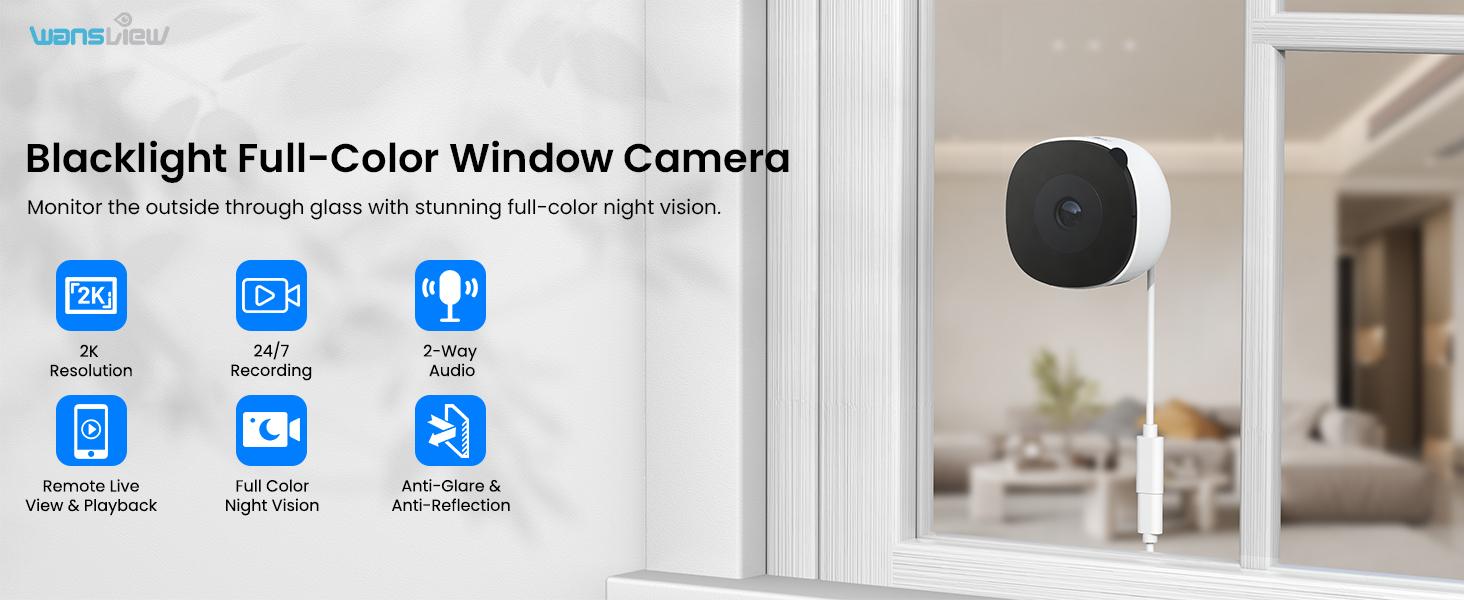 Wansview 3MP 2K Window Security Camera, Low Power <6W, 16X Digital Zoom, 2.4GHz WiFi, AI Full-Color Night Vision, Person & Motion Detection, 24/7 Recording, SD/Cloud Storage(optional),Easy Setup, Works with Alexa & Google Home, ONVIF/RTSP Wansview 3MP 2K Window Security Camera, Low Power <6W, 16X Digital Zoom, 2.4GHz WiFi, AI Full-Color Night Vision, Person & Motion Detection, 24/7 Recording, SD/Cloud Storage(optional),Easy Setup, Works with Alexa & Google Home, ONVIF/RTSP