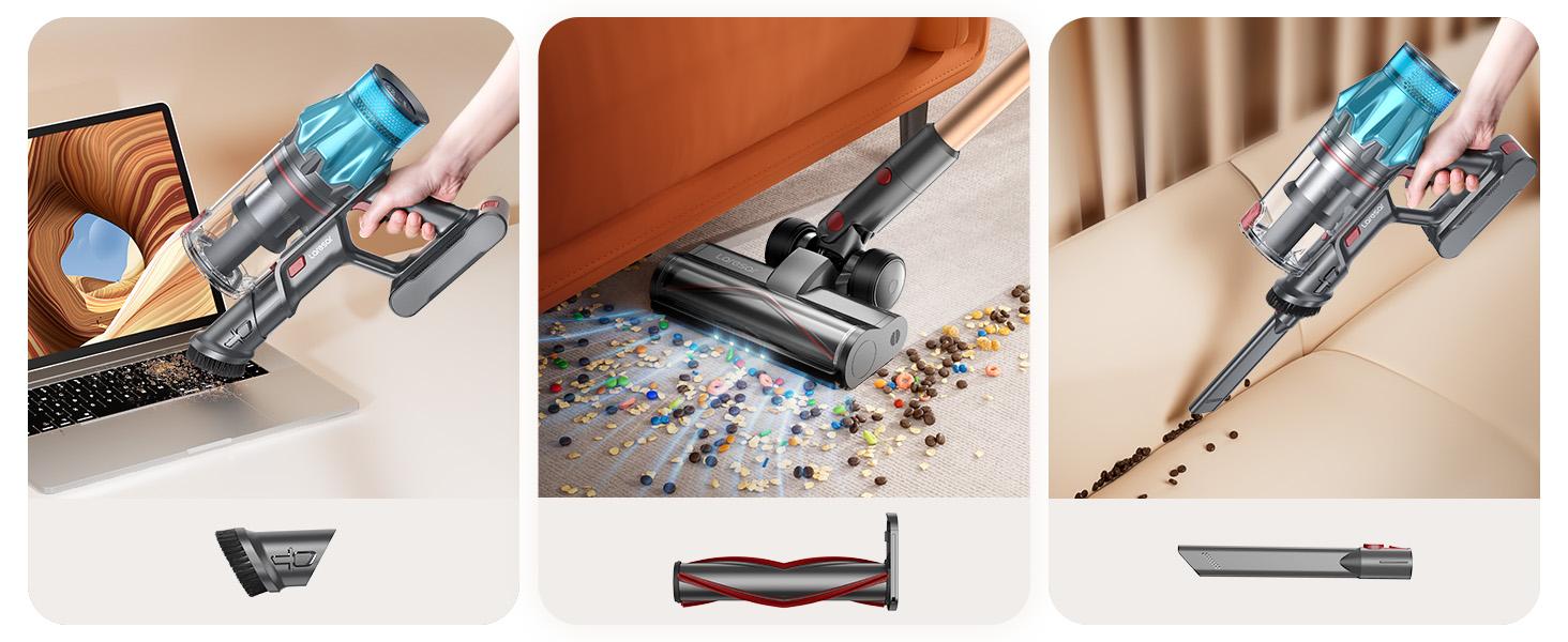 [Self-Standing] Honiture X7,550W/45Kpa, 60Mins Runtime, Touch Screen, Anti-Tangle, Charging Station,New Model Cordless Vacuum Cleaner Home Appliances