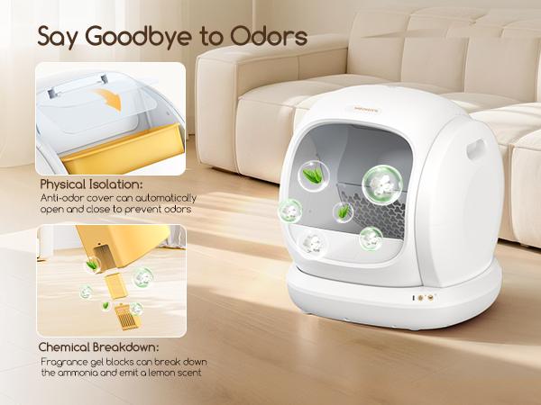 Meowant SC02 75L Large Self-Cleaning Cat Litter Box with APP Control Pee Guard Odor Removal Anti-Pinch Design Easy Installation for Multiple Cats